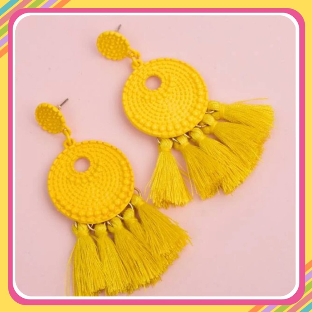 Yellow Tassel Earrings